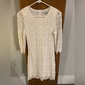 Papaya White Lace Dress 3/4 Sleeve M (Ritual Sorority Dress)